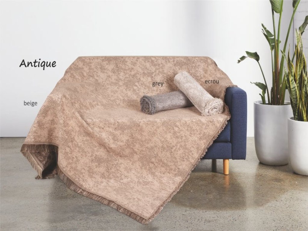 Σετ Ριχτάρια Καναπέ Σενίλ Antique Flamingo 3ΤΜΧ | Γαρύφαλλο - Λευκά Είδη